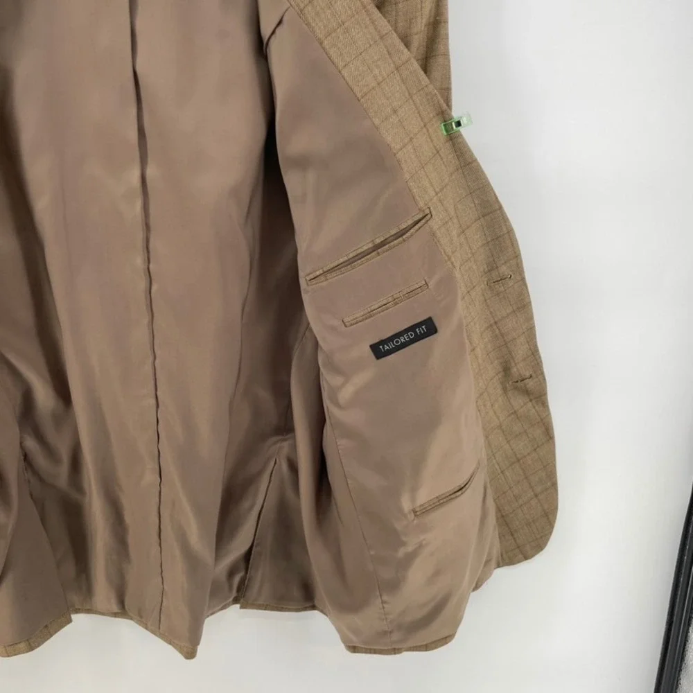 Jos A Bank Sport Coat 46R Brown Wool Silk‎ Blend Two Button Blazer Suit Jacket